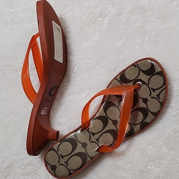 Coach Y2K Carin Orange Rubber/Jelly Kitten Heel Thong Size 6 - Picture 2 of 16